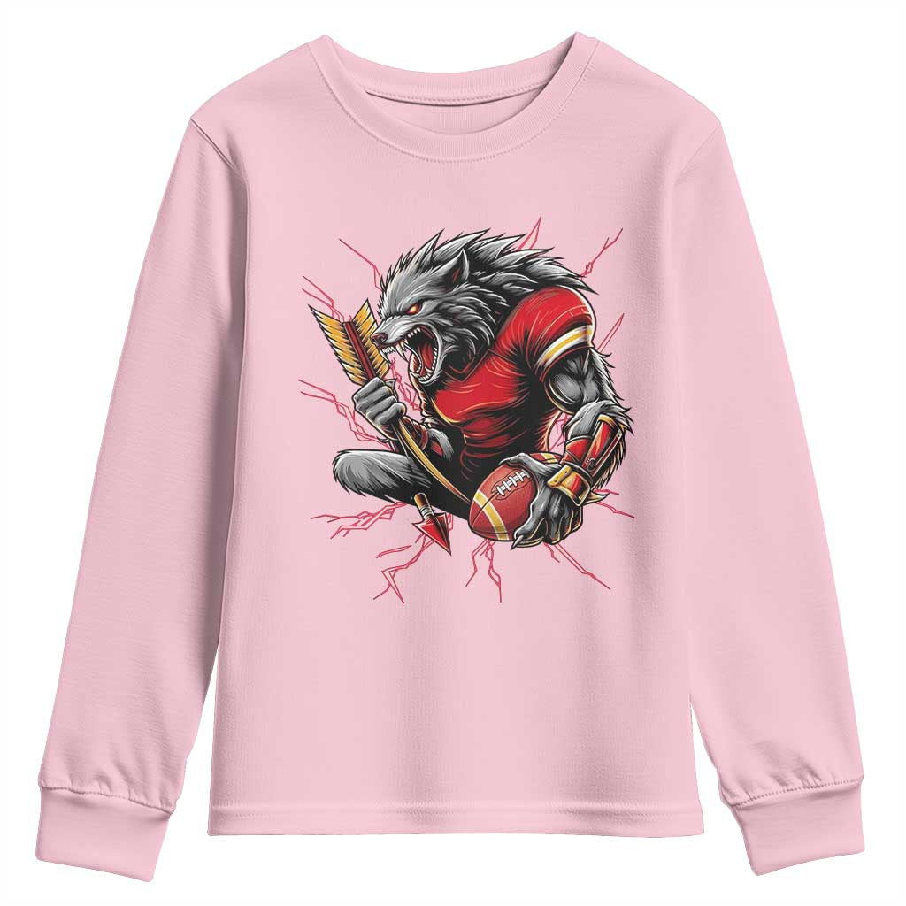 Midwest Wolf Spirit Youth Sweatshirt American Football Fan Lifestyle TS12 Light Pink Print Your Wear