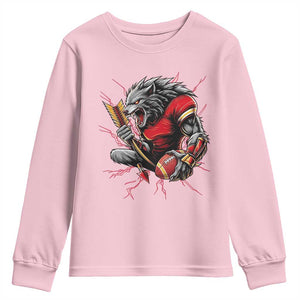 Midwest Wolf Spirit Youth Sweatshirt American Football Fan Lifestyle TS12 Light Pink Print Your Wear