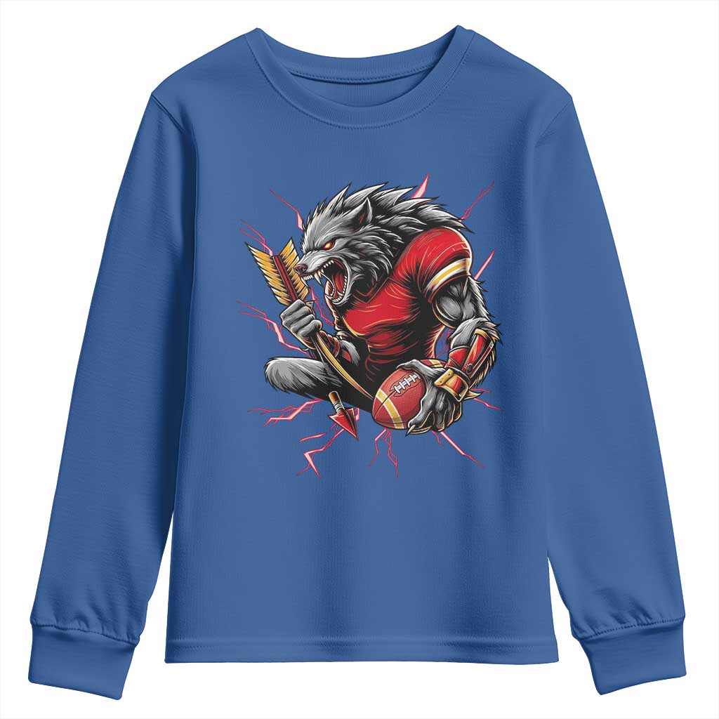 Midwest Wolf Spirit Youth Sweatshirt American Football Fan Lifestyle TS12 Royal Blue Print Your Wear