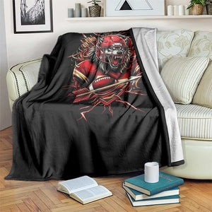 American Football Fan Wolf Spirit Throw Blanket Game Day Lifestyle TS12 Print Your Wear