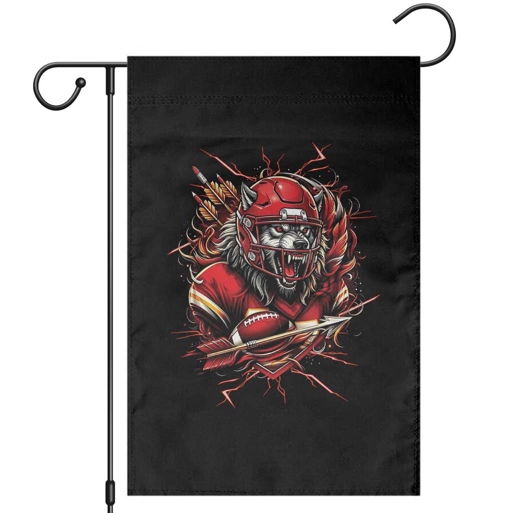 American Football Fan Wolf Spirit Garden Flag Game Day Lifestyle TS12 Black Print Your Wear
