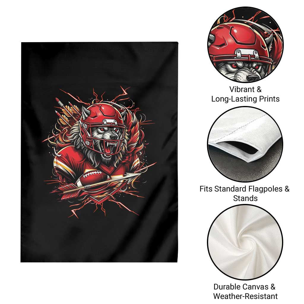 American Football Fan Wolf Spirit Garden Flag Game Day Lifestyle TS12 Print Your Wear