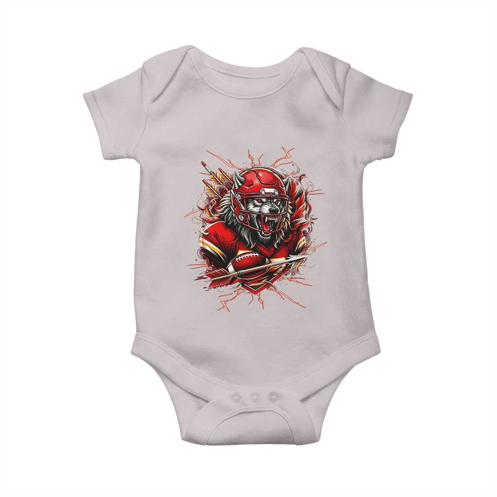 American Football Fan Wolf Spirit Baby Onesie Game Day Lifestyle TS12 Ice Gray Print Your Wear