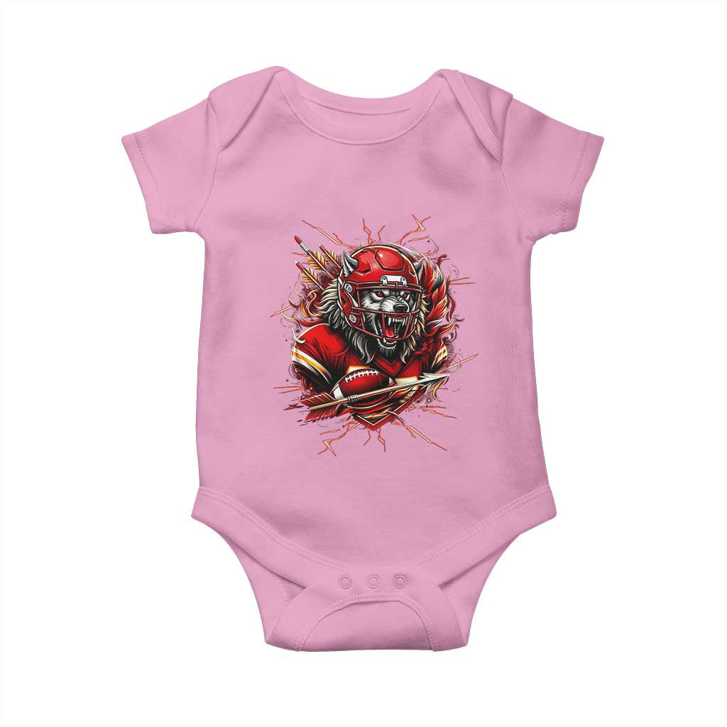 American Football Fan Wolf Spirit Baby Onesie Game Day Lifestyle TS12 Light Pink Print Your Wear
