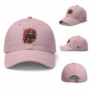 American Football Fan Wolf Spirit Baseball Cap Game Day Lifestyle TS12 Baseball Cap Universal Fit Light Pink Print Your Wear