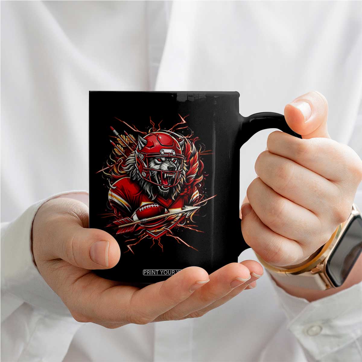 American Football Fan Wolf Spirit Coffee Mug Game Day Lifestyle TS12 Print Your Wear