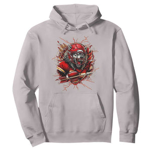 American Football Fan Wolf Spirit Hoodie Game Day Lifestyle TS12 Ice Gray Print Your Wear