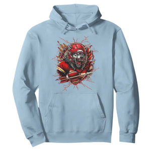 American Football Fan Wolf Spirit Hoodie Game Day Lifestyle TS12 Light Blue Print Your Wear