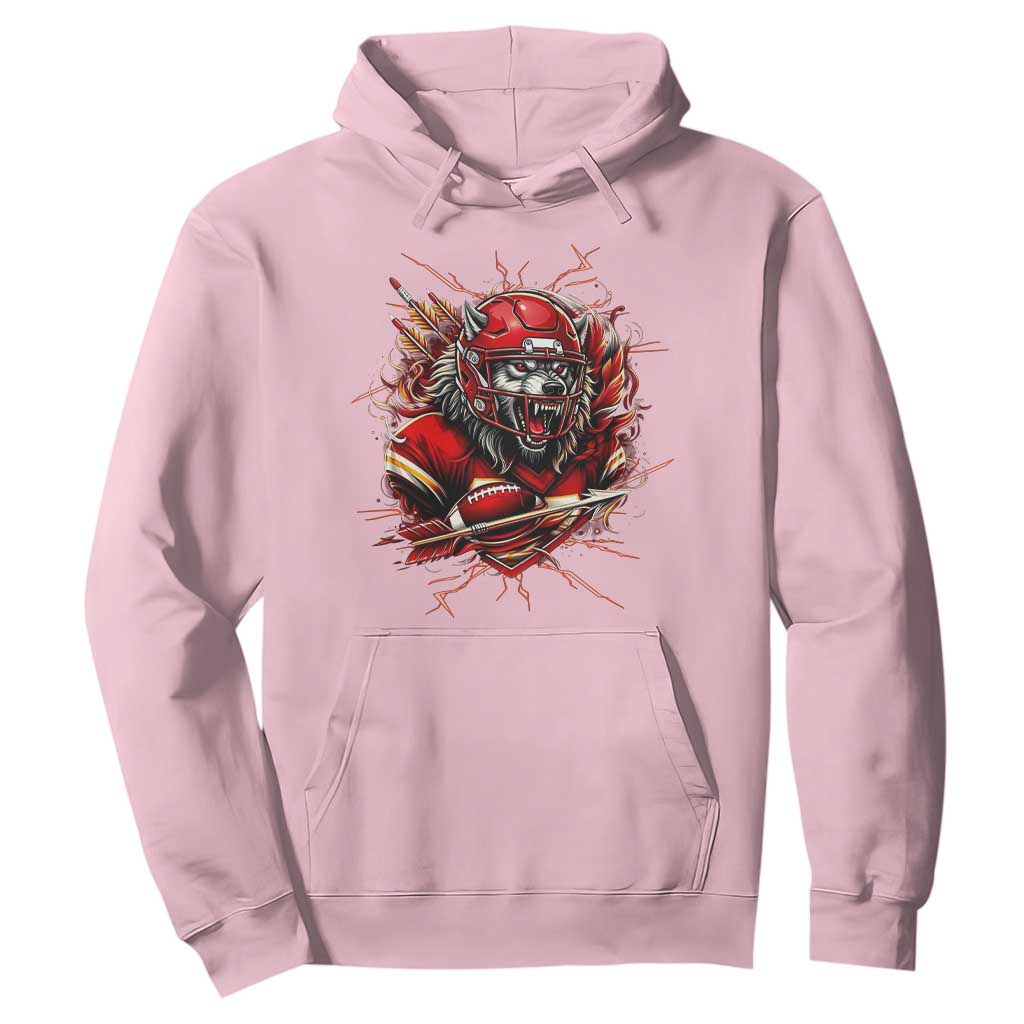 American Football Fan Wolf Spirit Hoodie Game Day Lifestyle TS12 Light Pink Print Your Wear