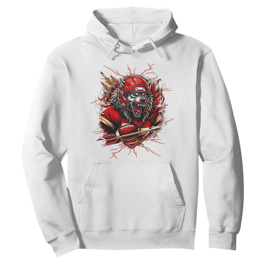 American Football Fan Wolf Spirit Hoodie Game Day Lifestyle TS12 White Print Your Wear