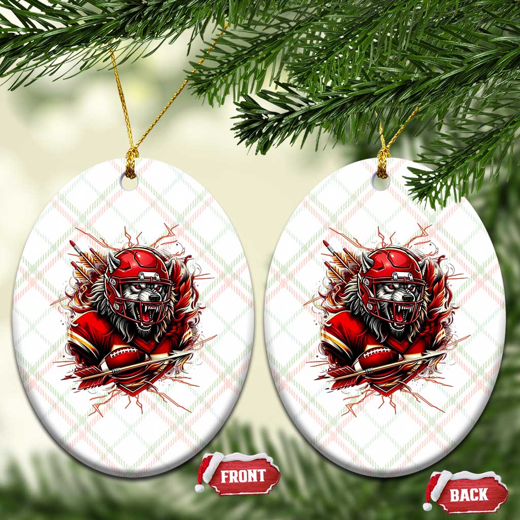 American Football Fan Wolf Spirit Ceramic Ornament Game Day Lifestyle TS12 Print Your Wear