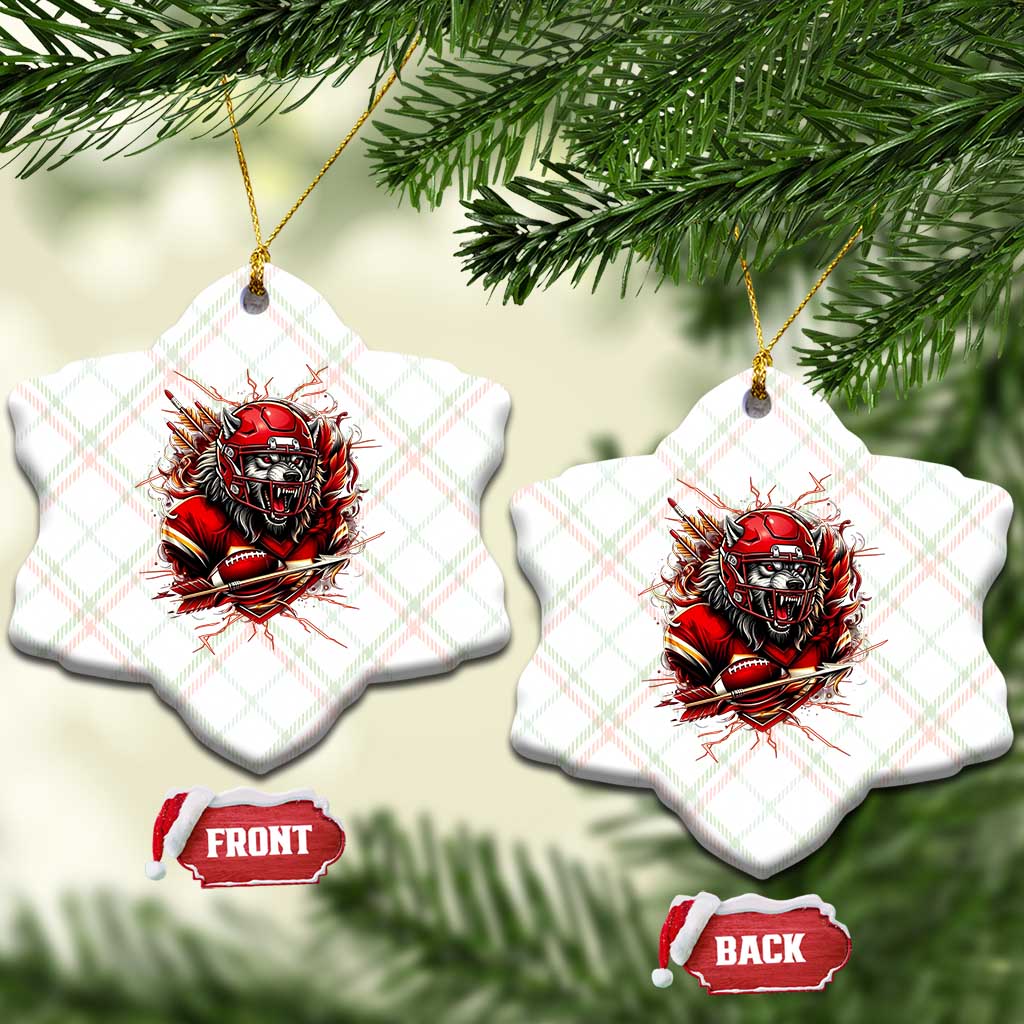 American Football Fan Wolf Spirit Ceramic Ornament Game Day Lifestyle TS12 Print Your Wear