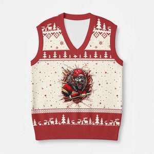 American Football Fan Wolf Spirit V-Neck Knit Sweater Vest Game Day Lifestyle TS12 Beige Red Print Your Wear