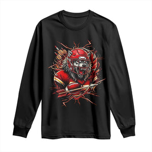 American Football Fan Wolf Spirit Long Sleeve Shirt Game Day Lifestyle TS12 Black Print Your Wear