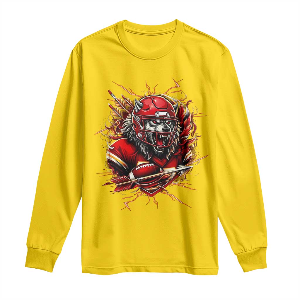 American Football Fan Wolf Spirit Long Sleeve Shirt Game Day Lifestyle TS12 Daisy Print Your Wear