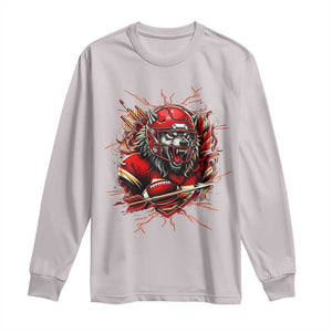 American Football Fan Wolf Spirit Long Sleeve Shirt Game Day Lifestyle TS12 Ice Gray Print Your Wear
