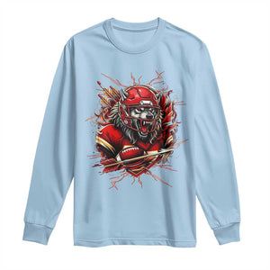 American Football Fan Wolf Spirit Long Sleeve Shirt Game Day Lifestyle TS12 Light Blue Print Your Wear