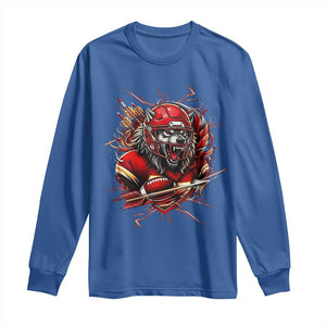 American Football Fan Wolf Spirit Long Sleeve Shirt Game Day Lifestyle TS12 Royal Blue Print Your Wear