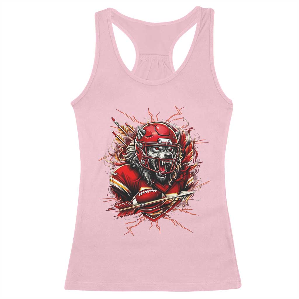 American Football Fan Wolf Spirit Racerback Tank Top Game Day Lifestyle TS12 Light Pink Print Your Wear