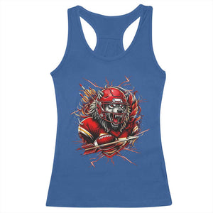 American Football Fan Wolf Spirit Racerback Tank Top Game Day Lifestyle TS12 Royal Blue Print Your Wear