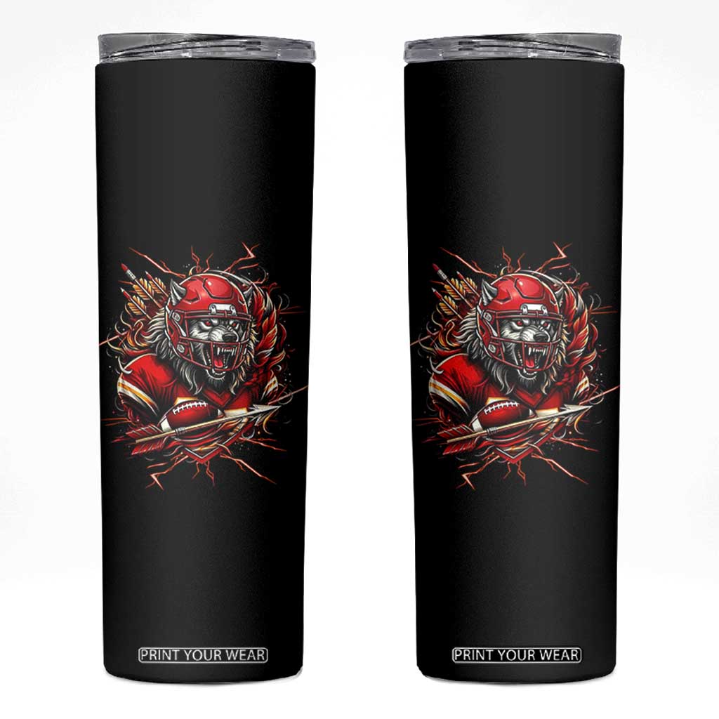 American Football Fan Wolf Spirit Skinny Tumbler Game Day Lifestyle TS12 Black Print Your Wear
