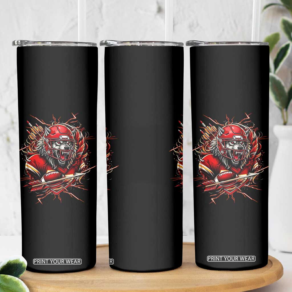 American Football Fan Wolf Spirit Skinny Tumbler Game Day Lifestyle TS12 Print Your Wear