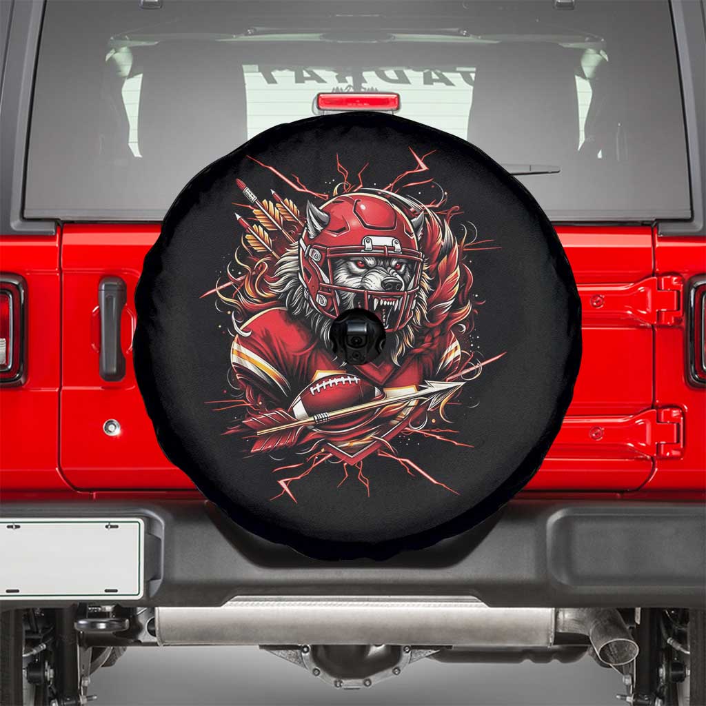 American Football Fan Wolf Spirit Spare Tire Cover Game Day Lifestyle TS12 Black Print Your Wear