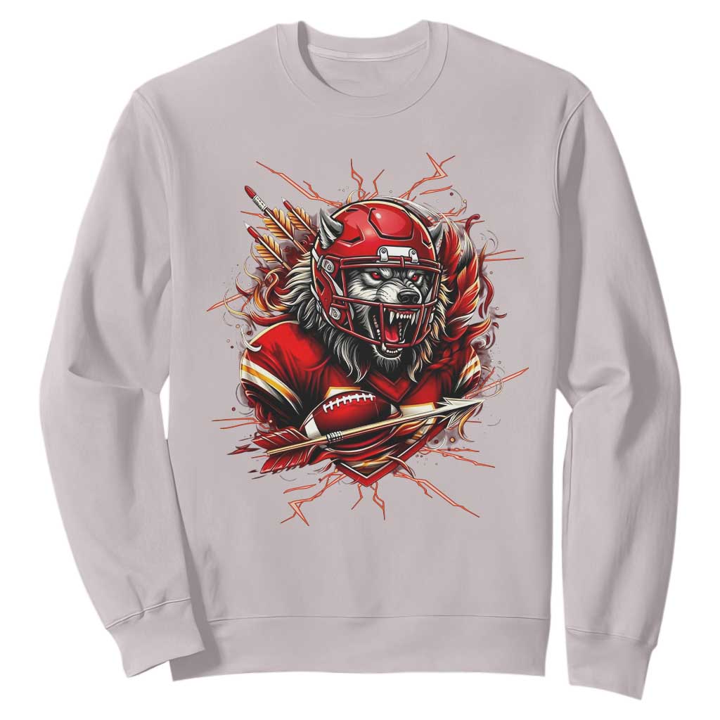 American Football Fan Wolf Spirit Sweatshirt Game Day Lifestyle TS12 Ice Gray Print Your Wear