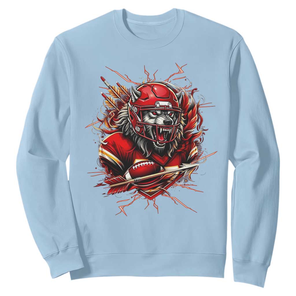 American Football Fan Wolf Spirit Sweatshirt Game Day Lifestyle TS12 Light Blue Print Your Wear