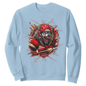 American Football Fan Wolf Spirit Sweatshirt Game Day Lifestyle TS12 Light Blue Print Your Wear