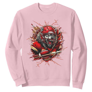 American Football Fan Wolf Spirit Sweatshirt Game Day Lifestyle TS12 Light Pink Print Your Wear