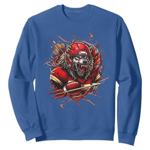 American Football Fan Wolf Spirit Sweatshirt Game Day Lifestyle TS12 Royal Blue Print Your Wear