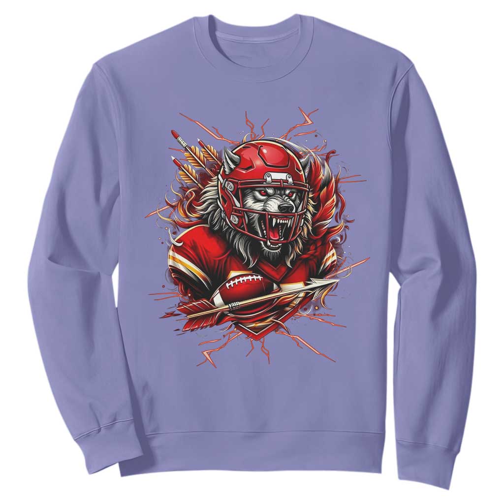 American Football Fan Wolf Spirit Sweatshirt Game Day Lifestyle TS12 Violet Print Your Wear