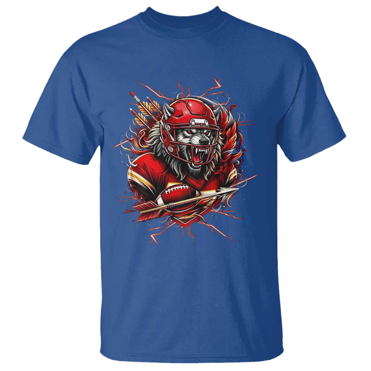 American Football Fan Wolf Spirit T Shirt Game Day Lifestyle TS12 Royal Blue Print Your Wear