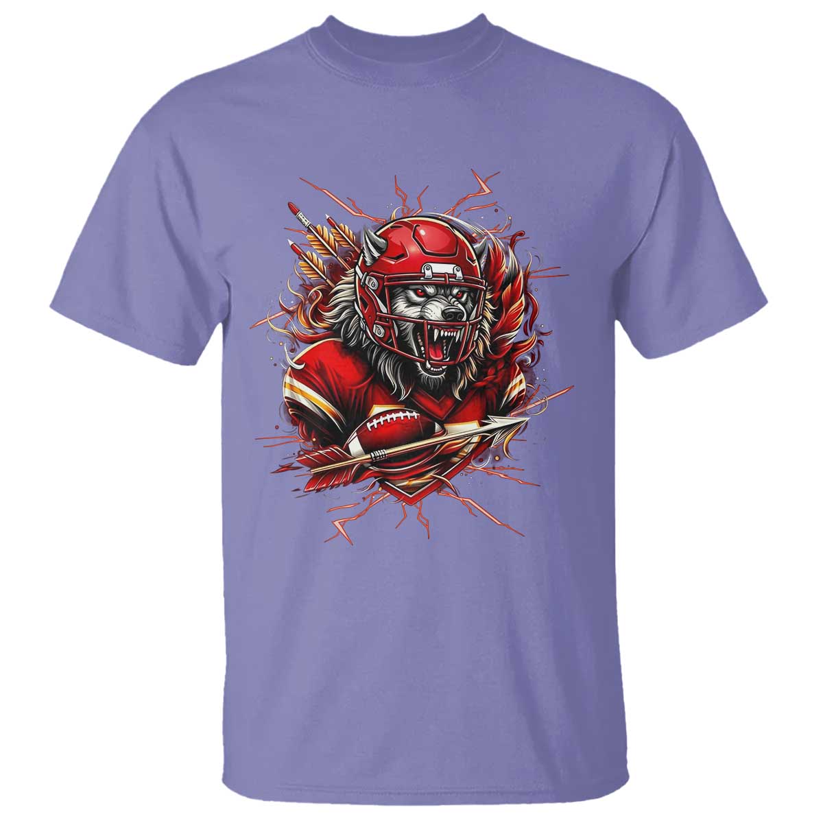 American Football Fan Wolf Spirit T Shirt Game Day Lifestyle TS12 Violet Print Your Wear