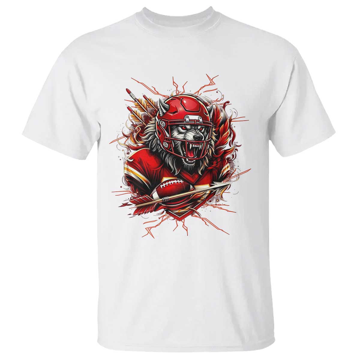 American Football Fan Wolf Spirit T Shirt Game Day Lifestyle TS12 White Print Your Wear