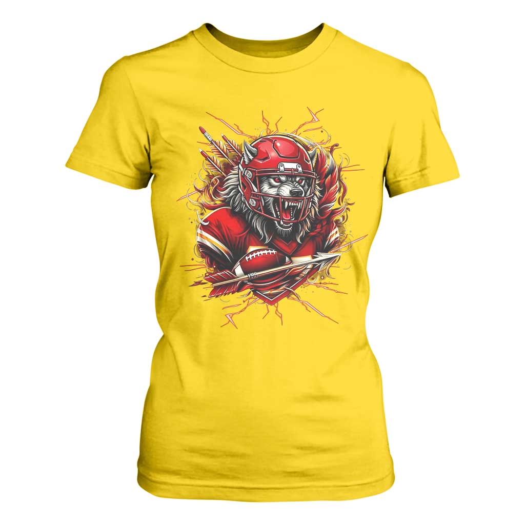 American Football Fan Wolf Spirit T Shirt For Women Game Day Lifestyle TS12 Daisy Print Your Wear