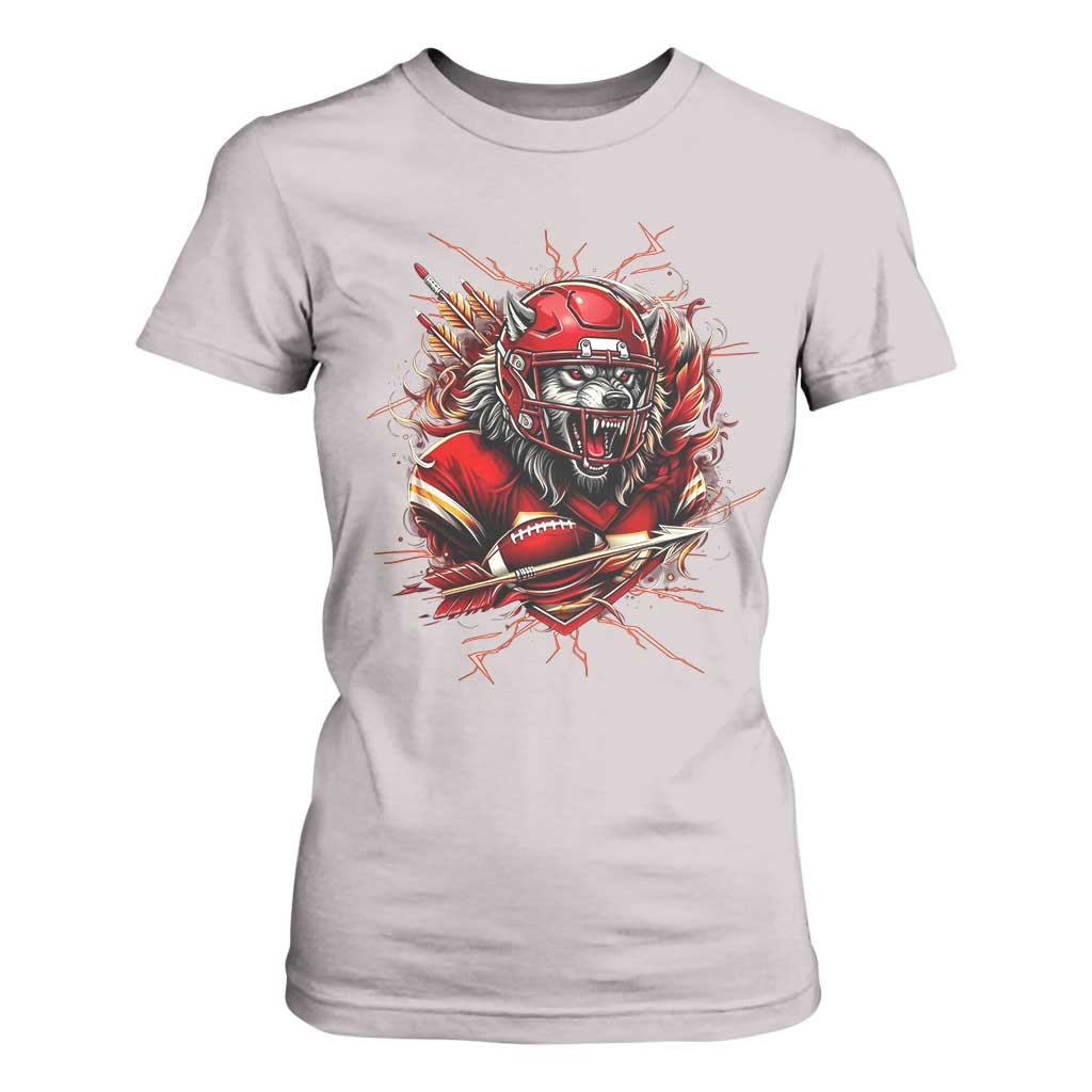 American Football Fan Wolf Spirit T Shirt For Women Game Day Lifestyle TS12 Ice Gray Print Your Wear