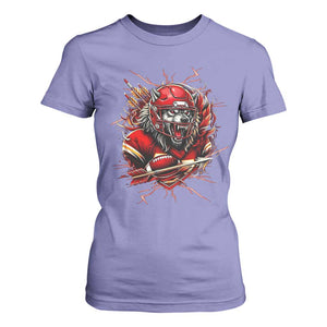 American Football Fan Wolf Spirit T Shirt For Women Game Day Lifestyle TS12 Violet Print Your Wear