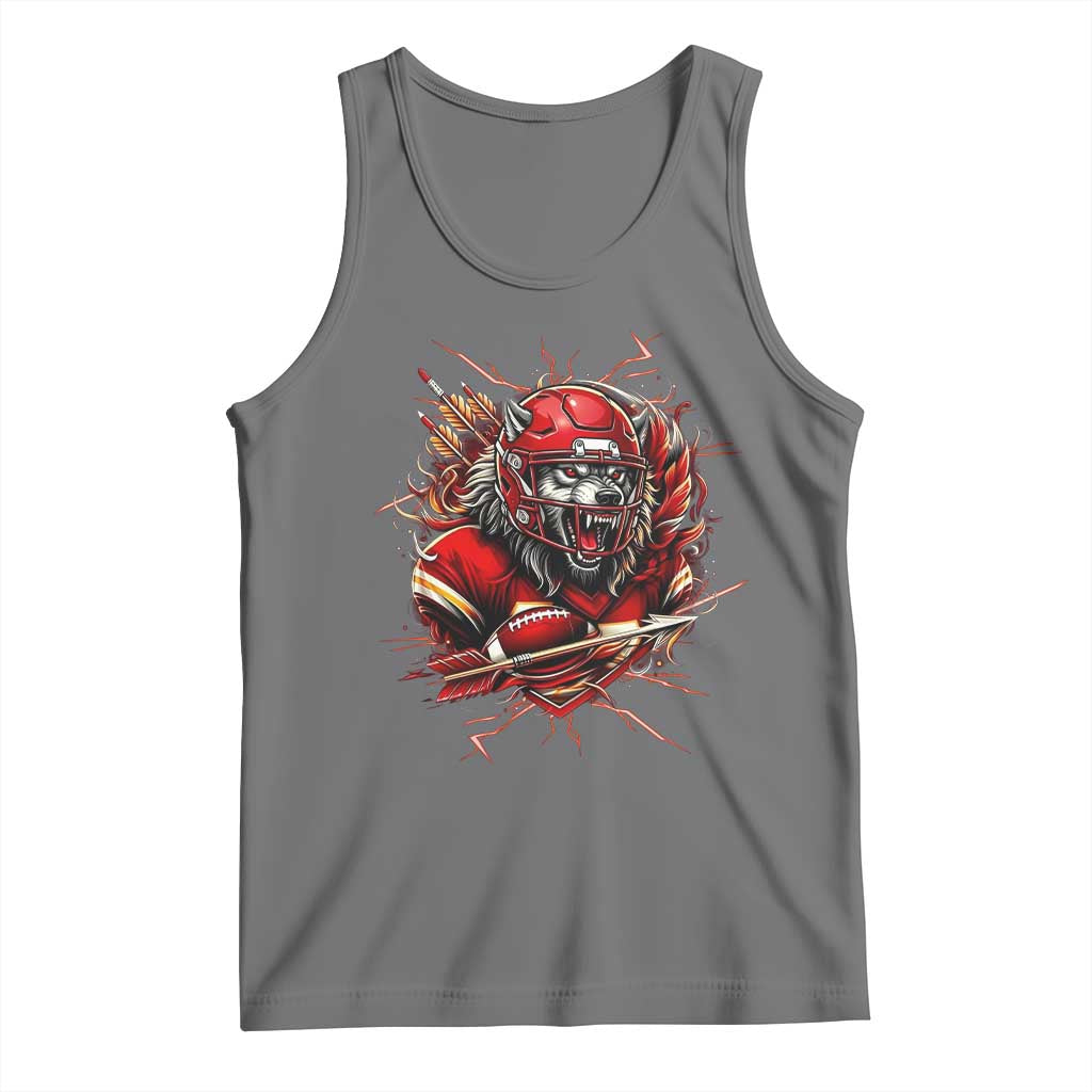 American Football Fan Wolf Spirit Tank Top Game Day Lifestyle TS12 Black Heather Print Your Wear