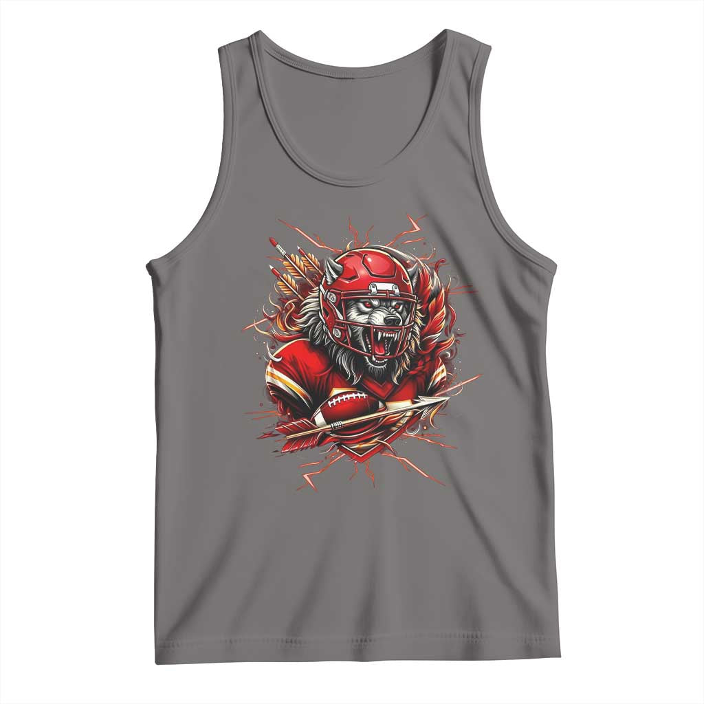 American Football Fan Wolf Spirit Tank Top Game Day Lifestyle TS12 Deep Heather Print Your Wear