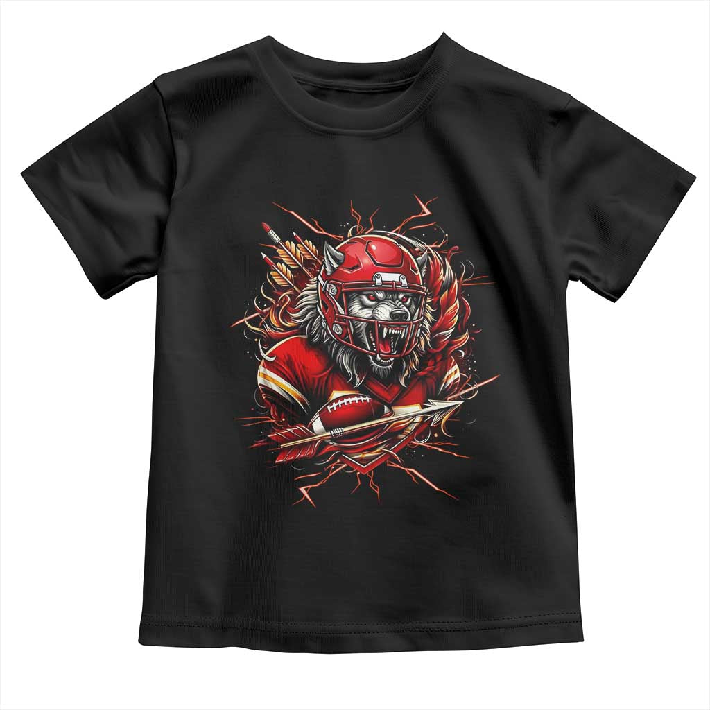 American Football Fan Wolf Spirit Toddler T Shirt Game Day Lifestyle TS12 Black Print Your Wear