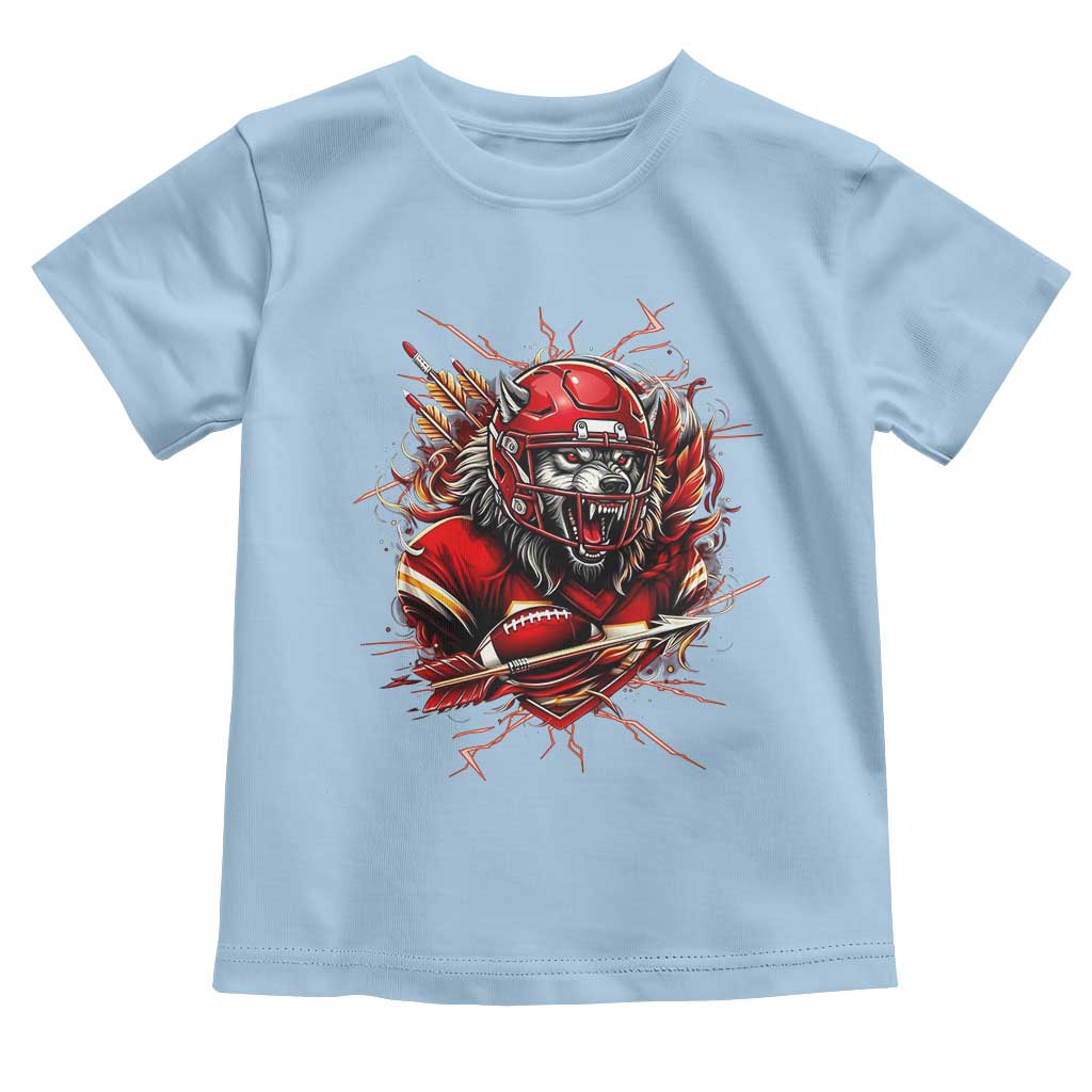 American Football Fan Wolf Spirit Toddler T Shirt Game Day Lifestyle TS12 Light Blue Print Your Wear