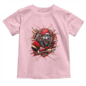 American Football Fan Wolf Spirit Toddler T Shirt Game Day Lifestyle TS12 Light Pink Print Your Wear