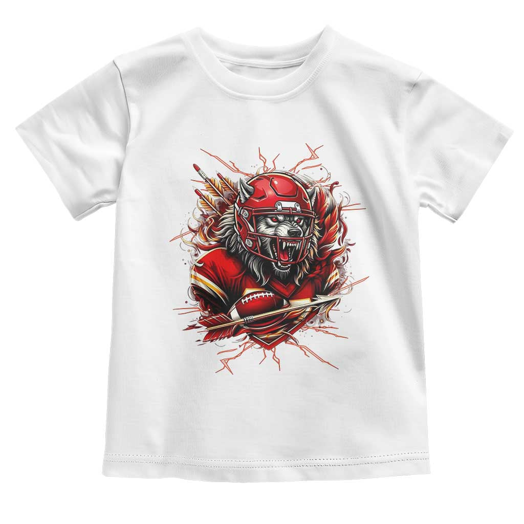 American Football Fan Wolf Spirit Toddler T Shirt Game Day Lifestyle TS12 White Print Your Wear
