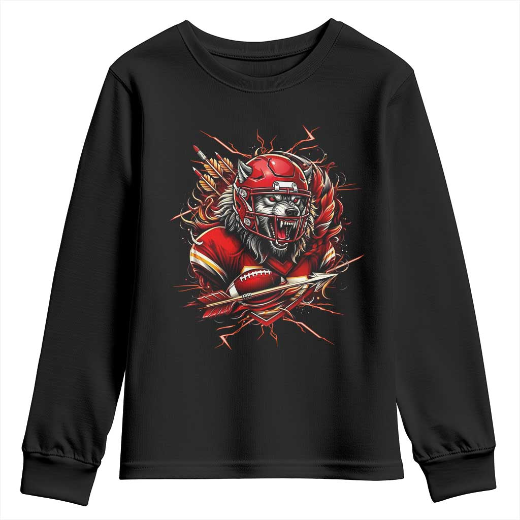 American Football Fan Wolf Spirit Youth Sweatshirt Game Day Lifestyle TS12 Black Print Your Wear