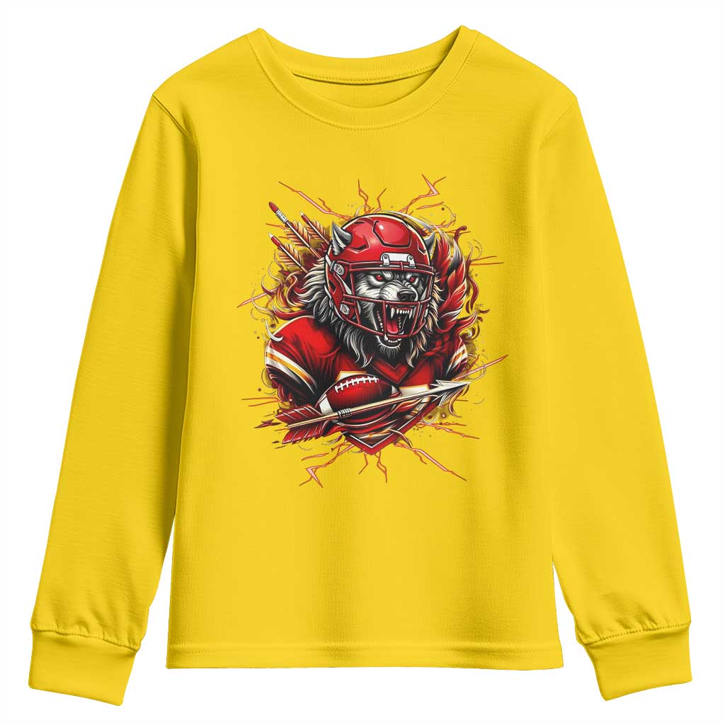 American Football Fan Wolf Spirit Youth Sweatshirt Game Day Lifestyle TS12 Daisy Print Your Wear