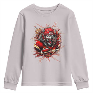American Football Fan Wolf Spirit Youth Sweatshirt Game Day Lifestyle TS12 Ice Gray Print Your Wear