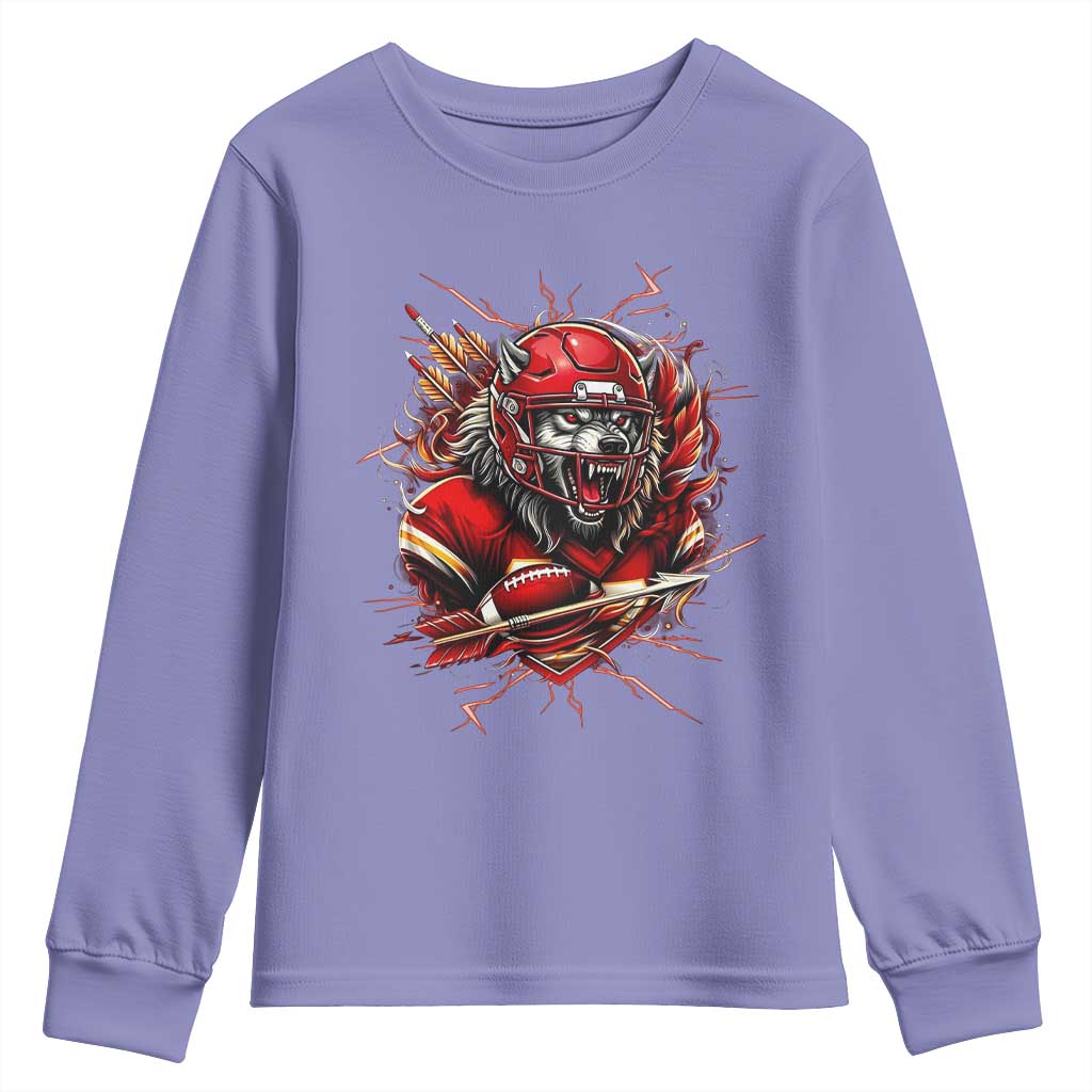 American Football Fan Wolf Spirit Youth Sweatshirt Game Day Lifestyle TS12 Violet Print Your Wear
