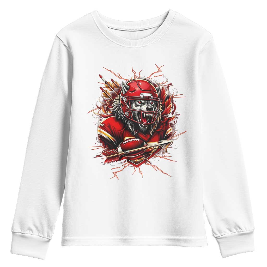 American Football Fan Wolf Spirit Youth Sweatshirt Game Day Lifestyle TS12 White Print Your Wear